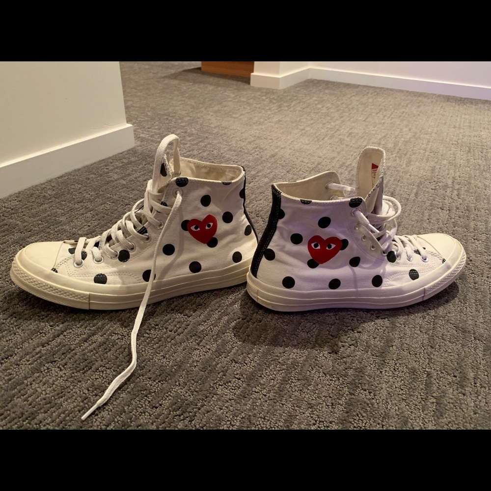 CDG converse high top polka dot